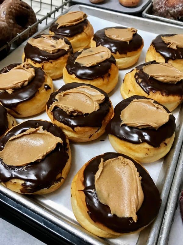 Peanut Butter and chocolate Buckeye donuts