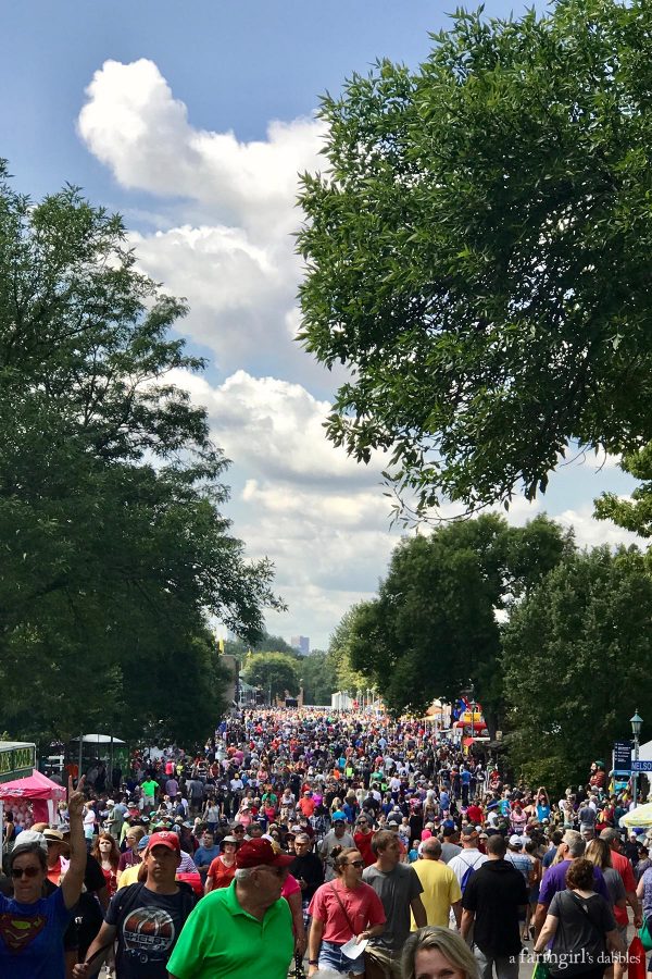 a packed street at the minnesota state fair