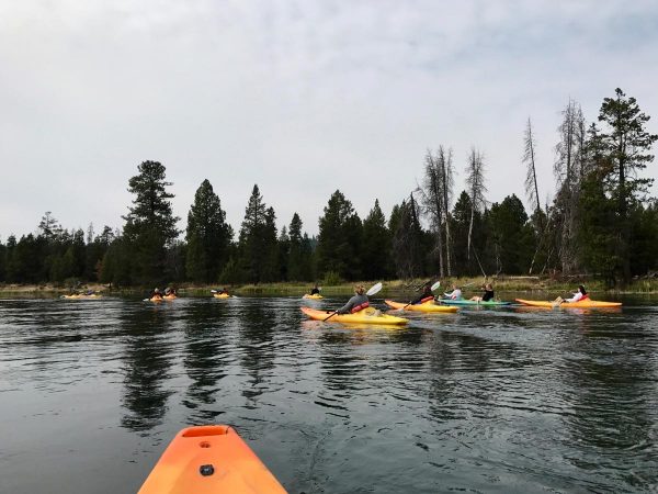 a group of women kayaking