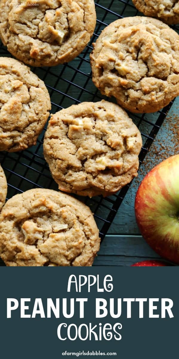 pinterest image of Apple Peanut Butter Cookies