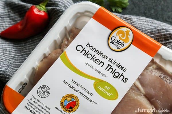 Gold'n Plump Boneless Skinless Chicken Thighs in package