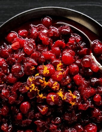 Cranberry sauce in a skillet