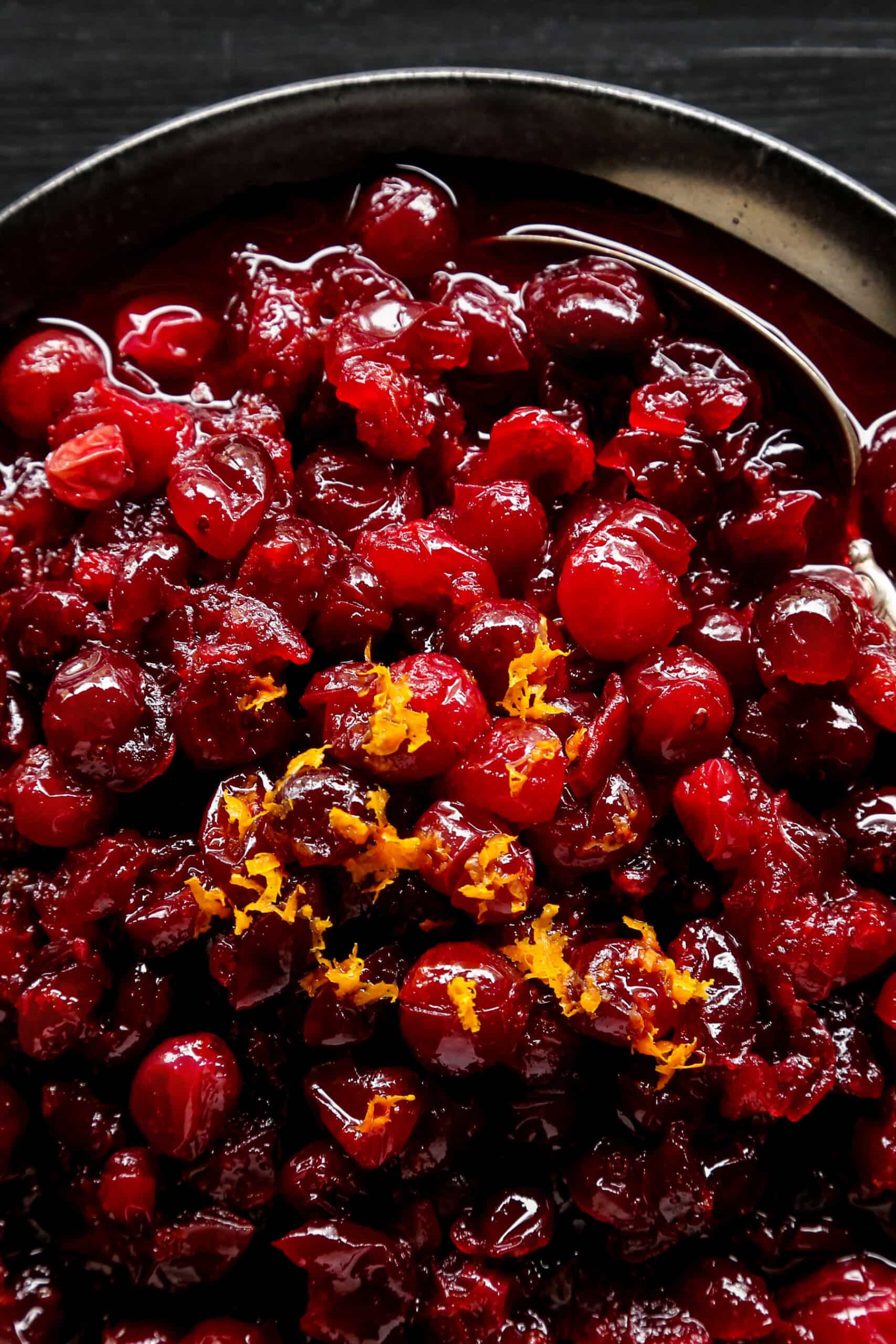 Leftover cranberry saucein a skillet