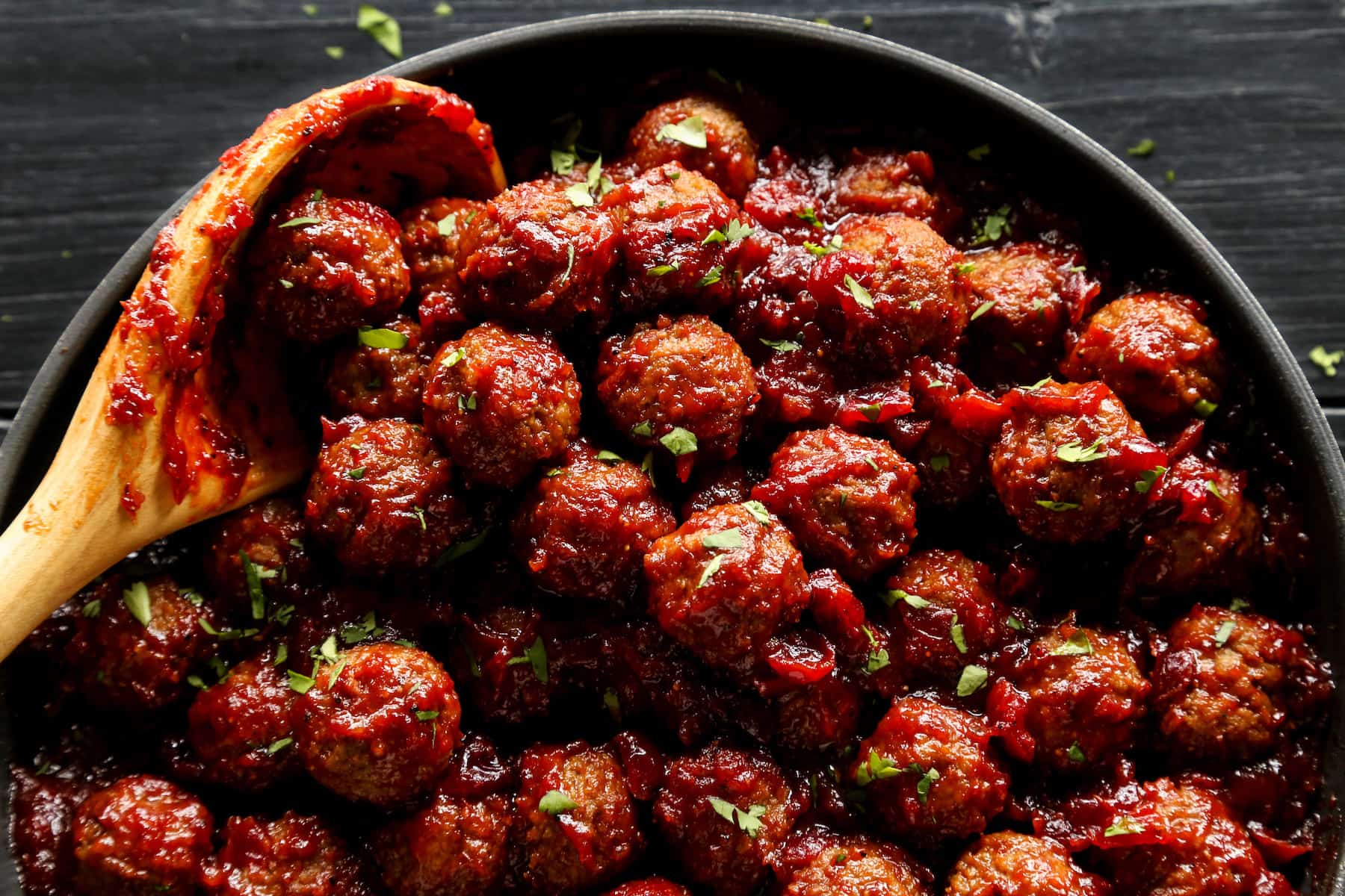 Meatballs made with leftover cranberry sauce