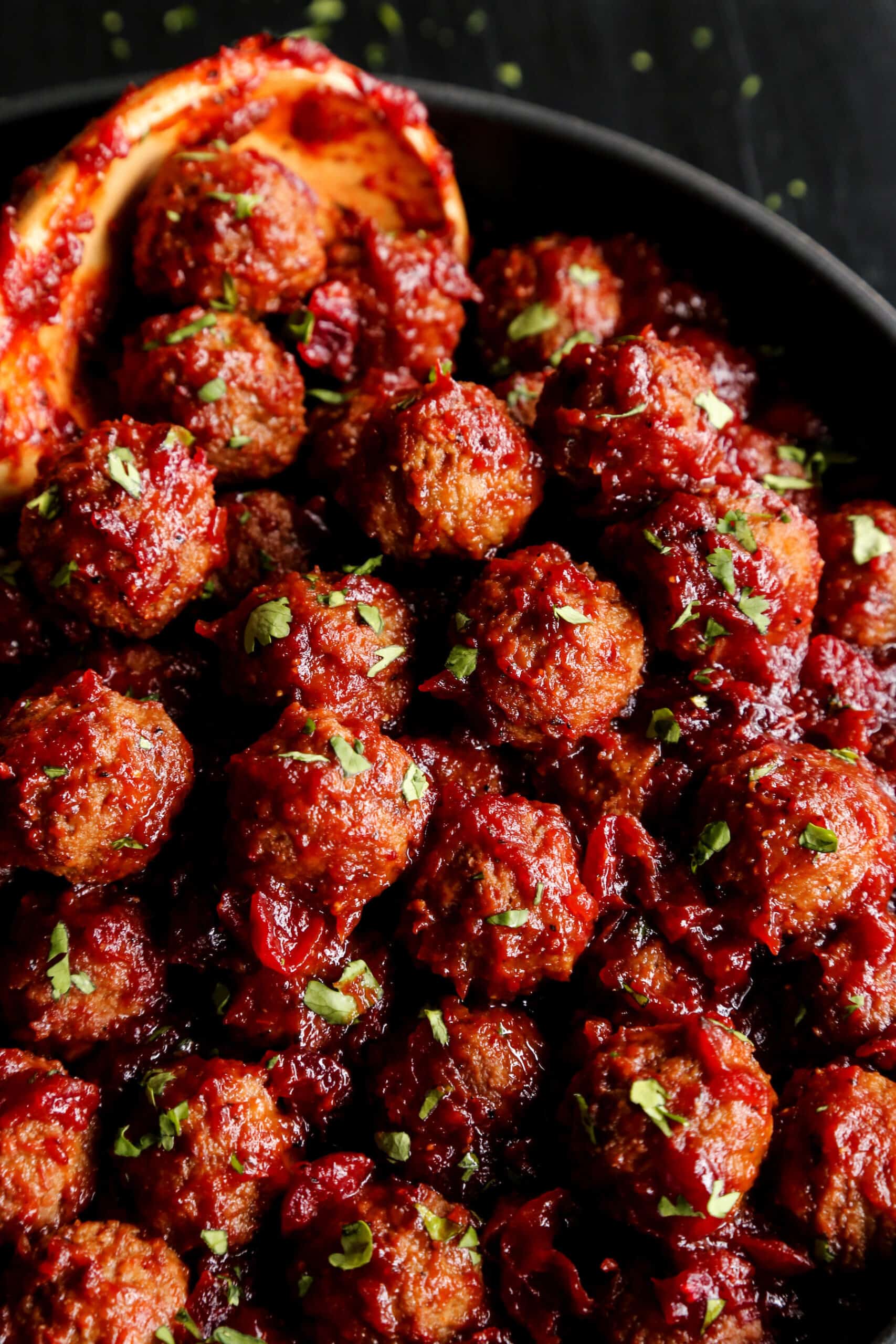 Meatballs made with leftover cranberry sauce