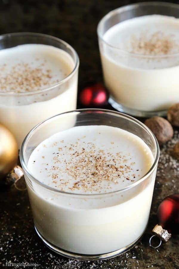 three glasses of Homemade Eggnog