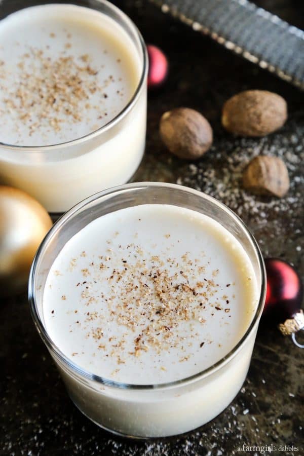 two glasses of Homemade Eggnog