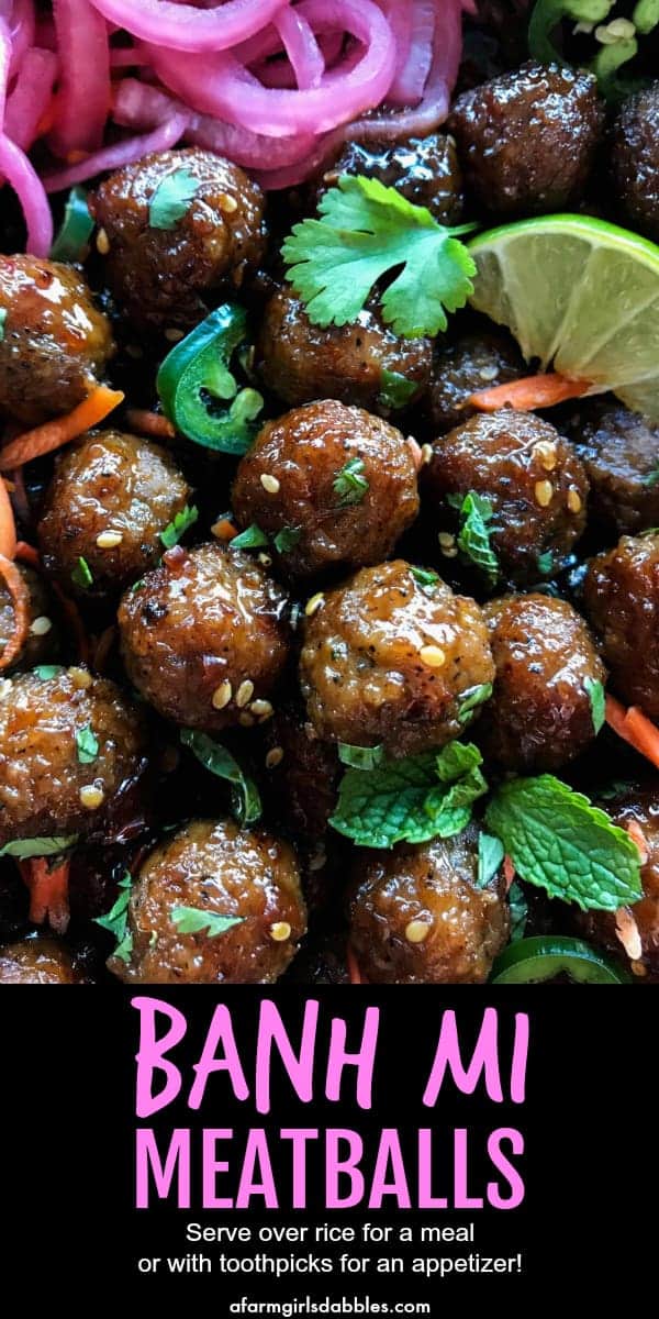 pinterest image of Banh Mi Meatballs