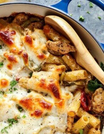 chicken cheesesteak baked ziti