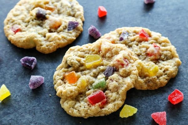 three coconut gumdrop cookies