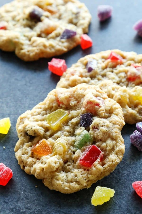 coconut gumdrop cookies on a counter