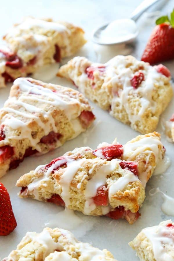 Strawberry Shortcake Scones and fresh strawberries