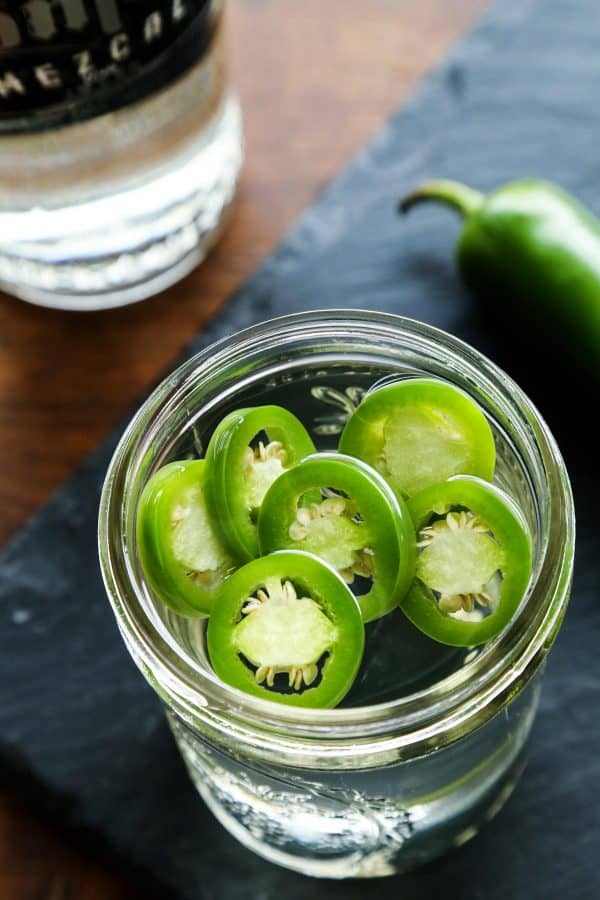 infusing mezcal with fresh jalapeno