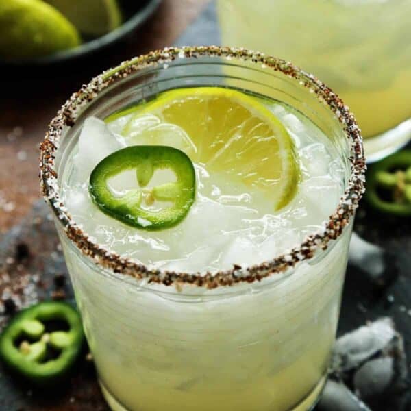 Margarita with salt rimmed glass