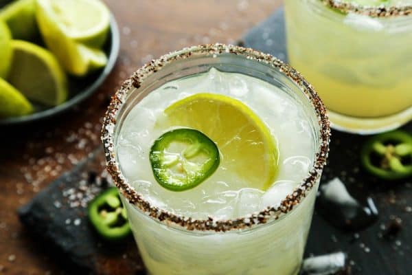 Margarita made with mezcal and jalapeno