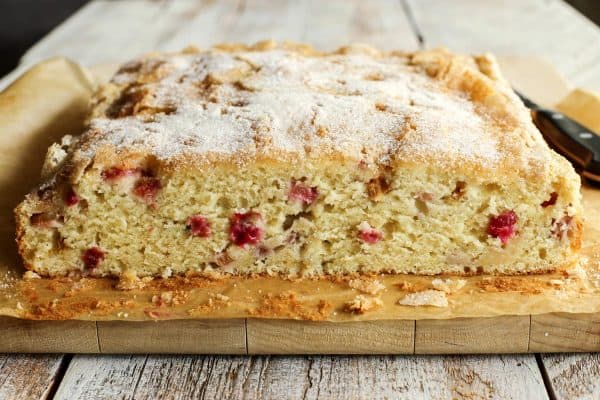 sliced Rhubarb Sour Cream Coffee Cake