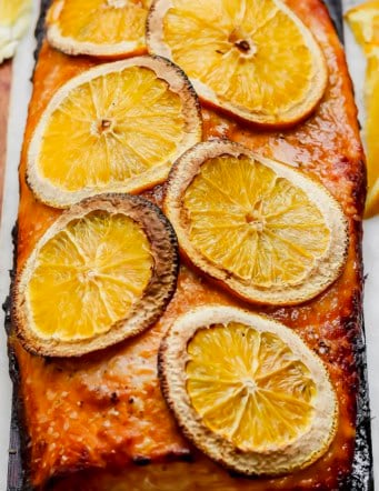 Grilled chipotle-orange salmon on cedar plank