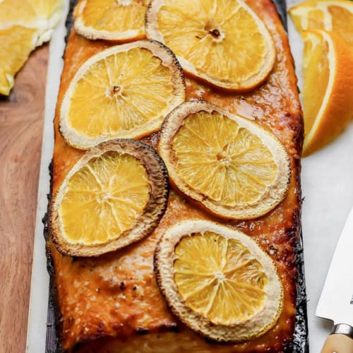 Grilled chipotle-orange salmon on cedar plank