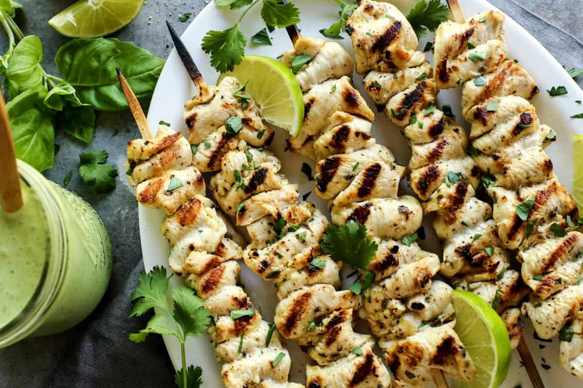 Grilled Chicken Skewers with Green Curry Yogurt Sauce A Farmgirl's Dabbles