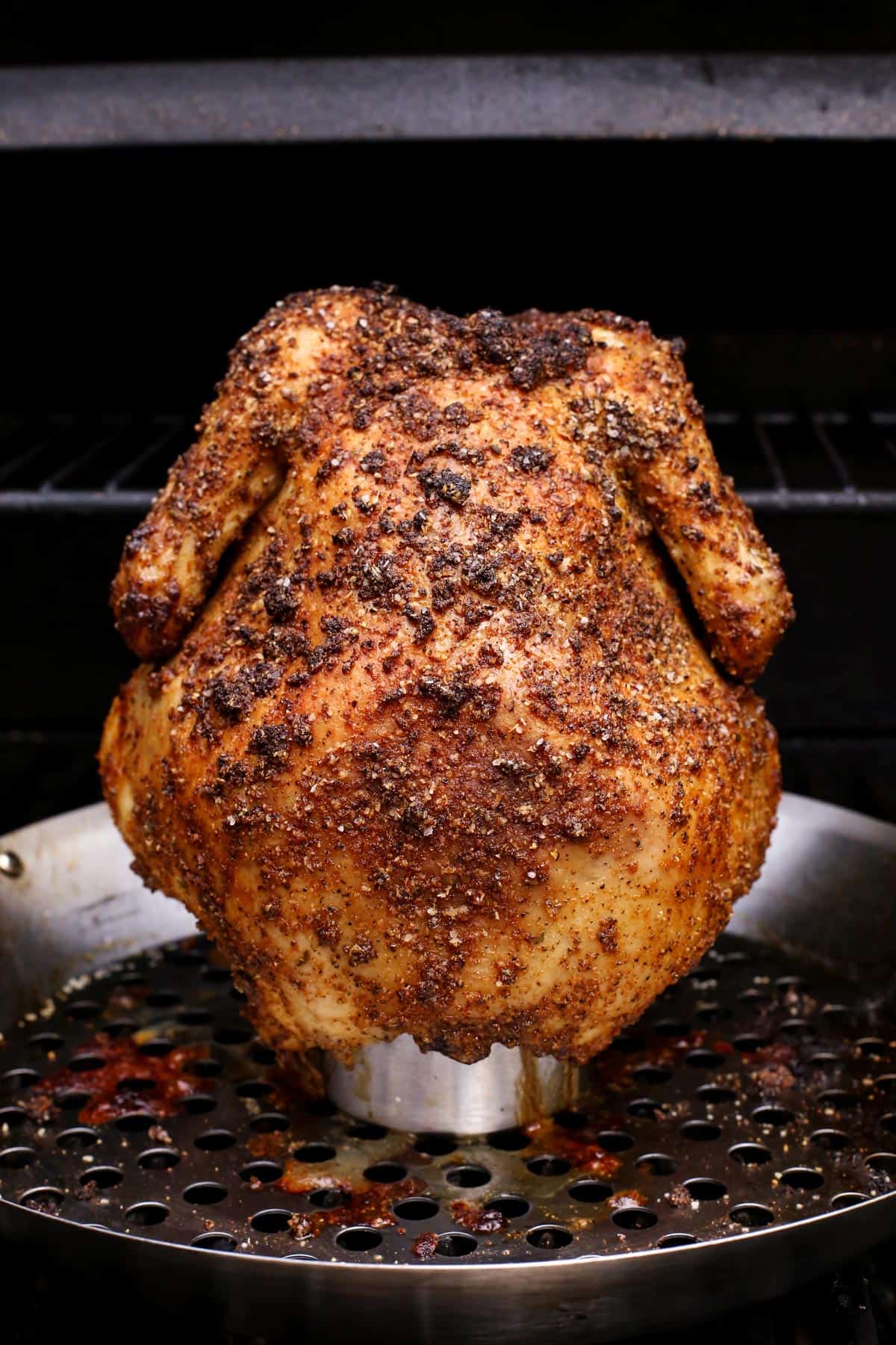 crispy beer can chicken on the grill