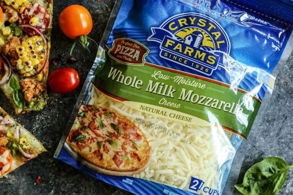 package of Crystal Farms whole milk mozzarella shreds