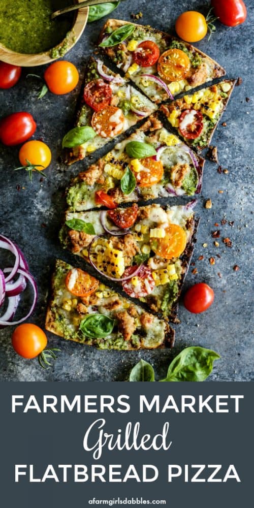 Pinterest image of farmers market grilled flatbread pizza