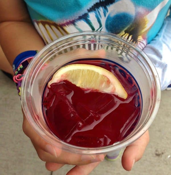 a glass of blueberry basil lemonade