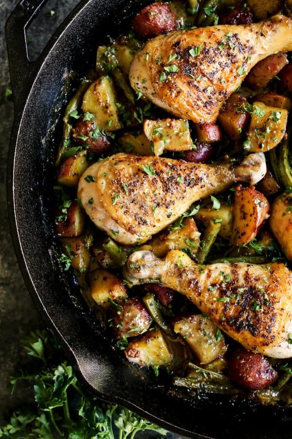 Honey Mustard Chicken and Vegetables in a pan