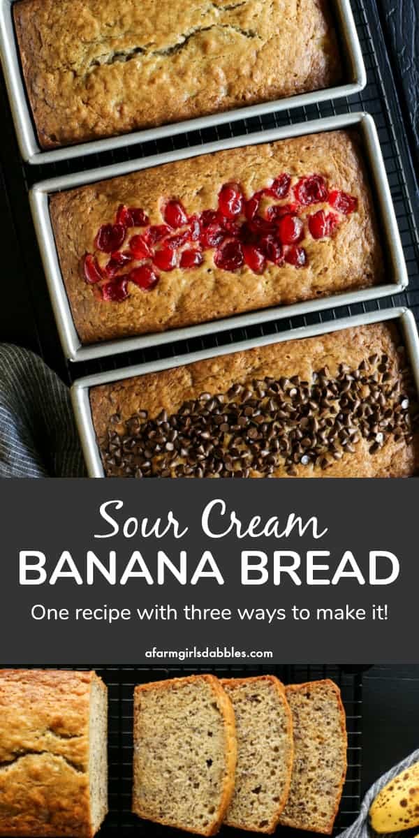 pinterest image of Sour Cream Banana Bread