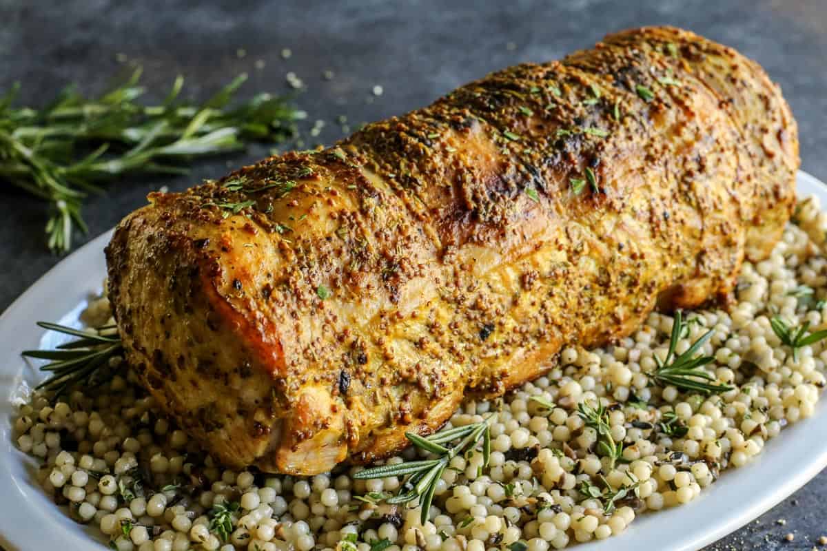 Mustard Pork Loin Roast with couscous 