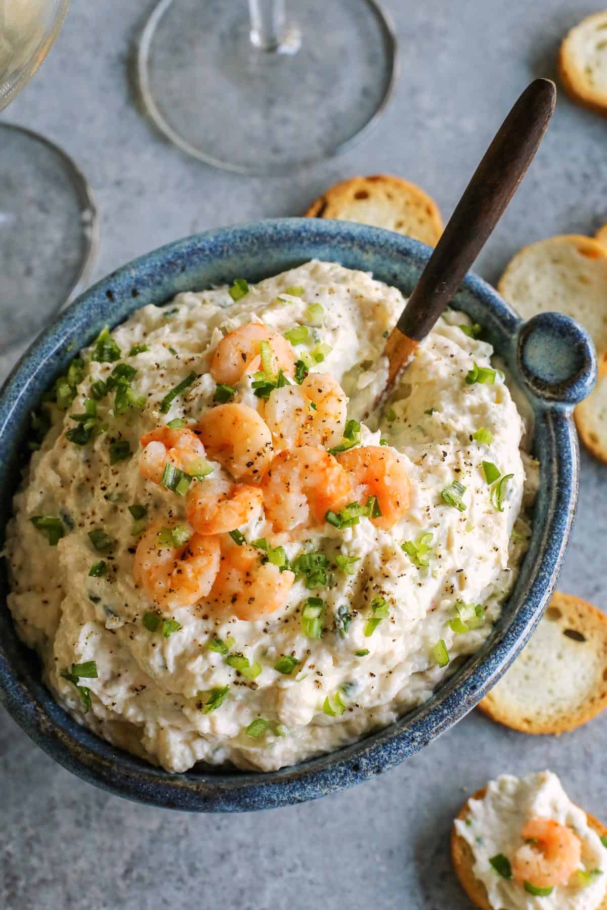 Bowl of cold shrimp dip.