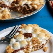 S'mores Pie slice on a white plate