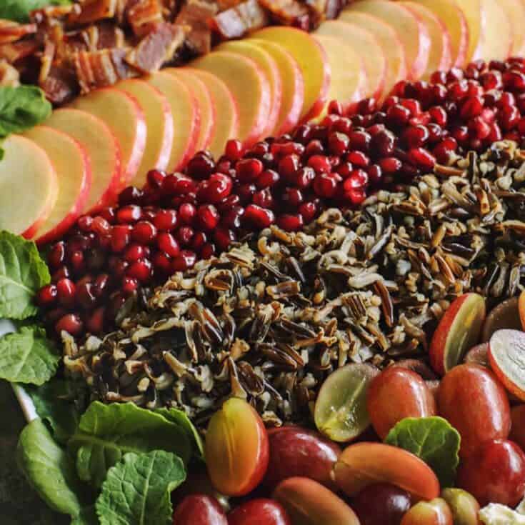 salad with wild rice assembled on a pan