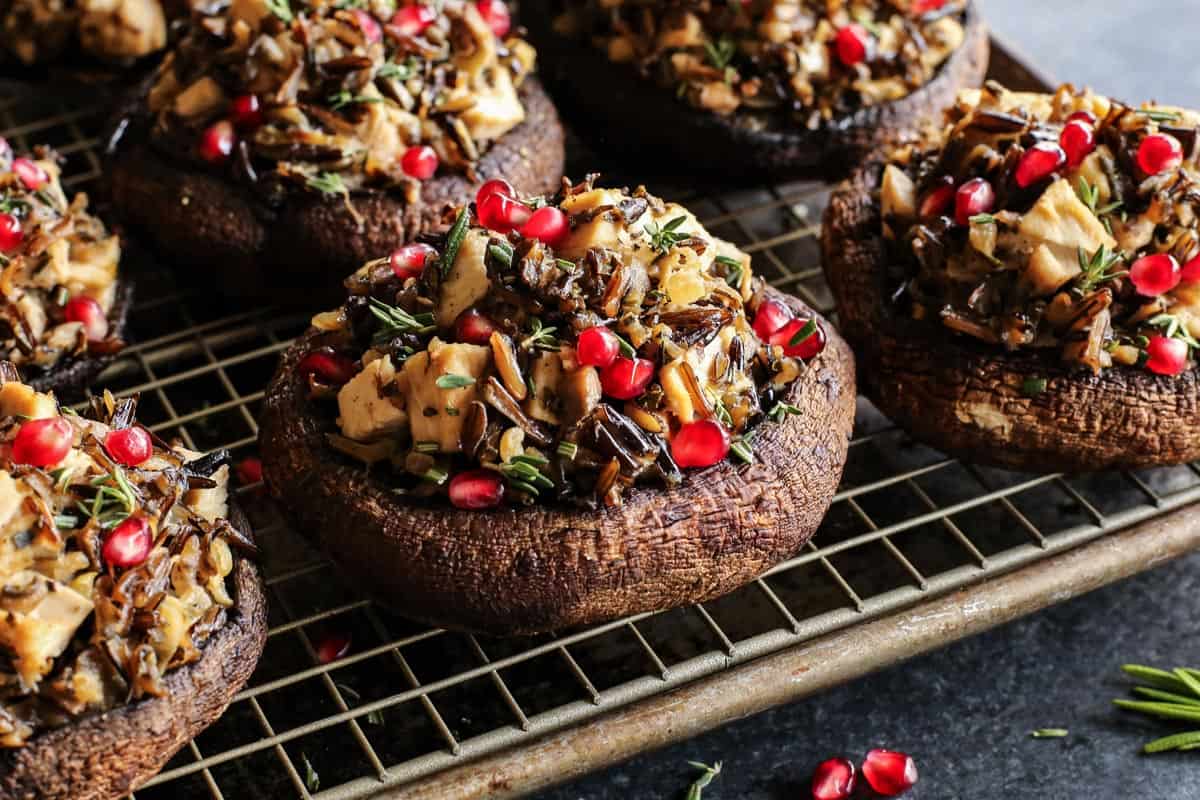 portobello mushrooms stuffed with turkey and wild rice