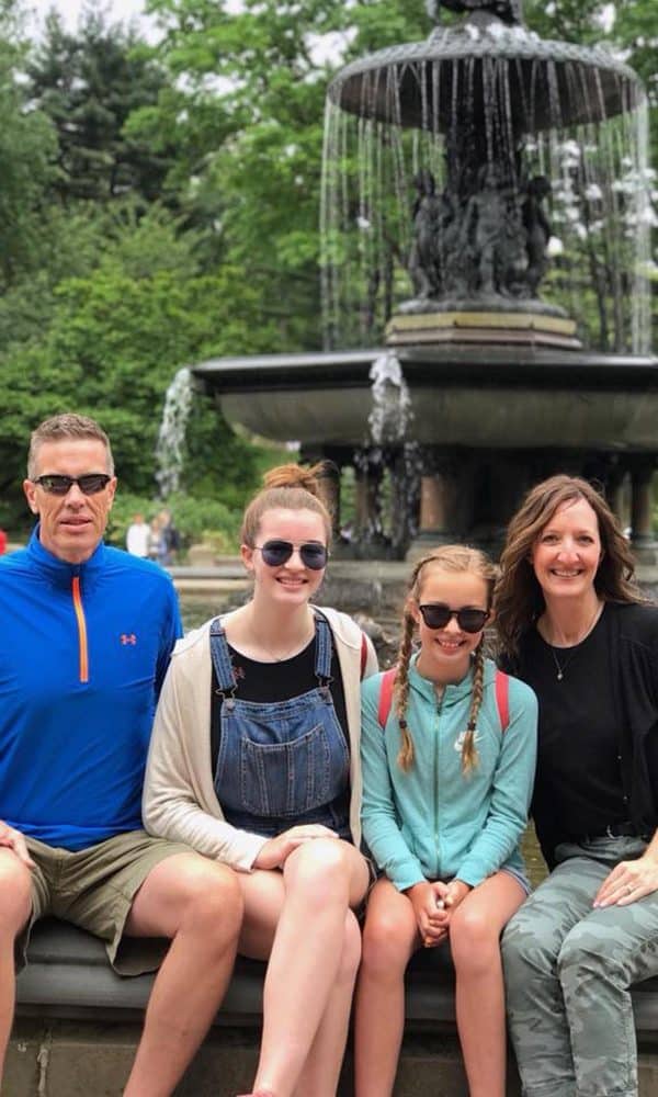 our family at Central Park fountain in New York City