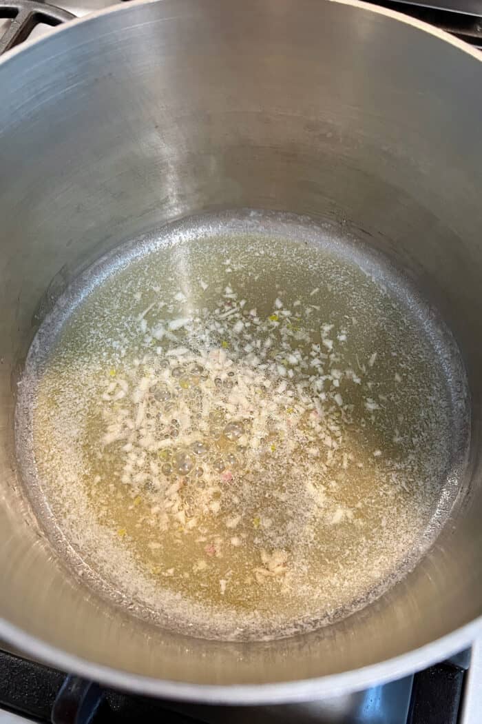 Melted butter in a soup pan