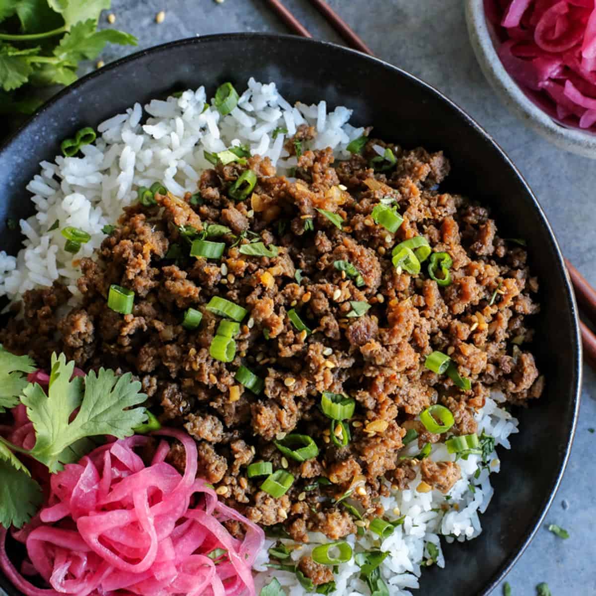 Korean beef in a bowl