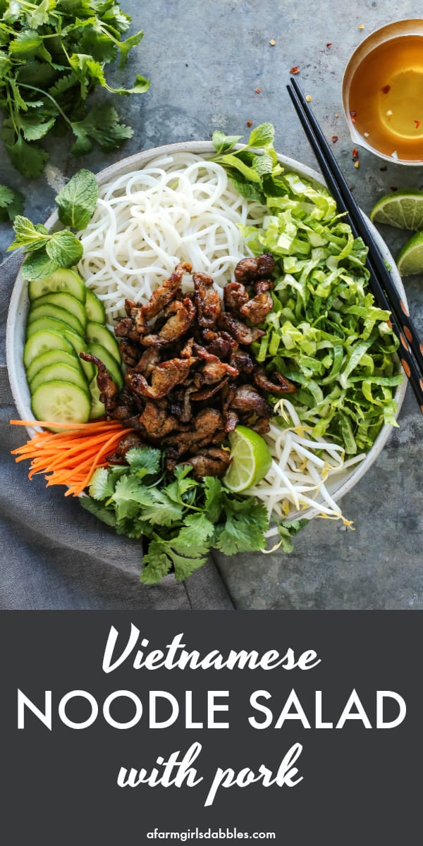 pinterest image of Noodle Salad with Pork