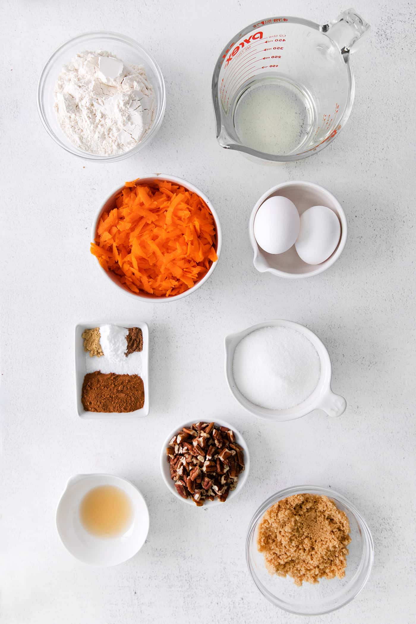 Homemade carrot cake ingredients