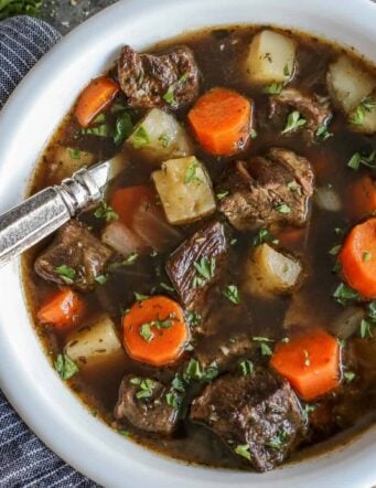 Irish beef stew with potatoes and carrots