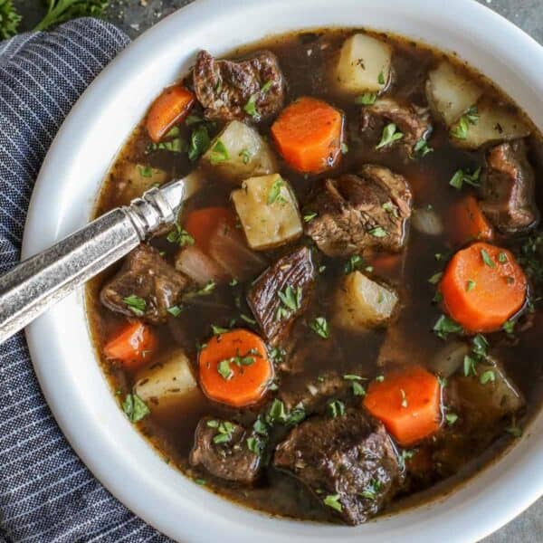 Irish beef stew with potatoes and carrots