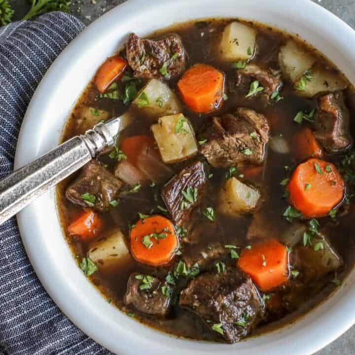 Irish beef stew with potatoes and carrots