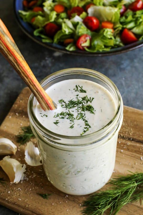 buttermilk ranch dressing in a jar