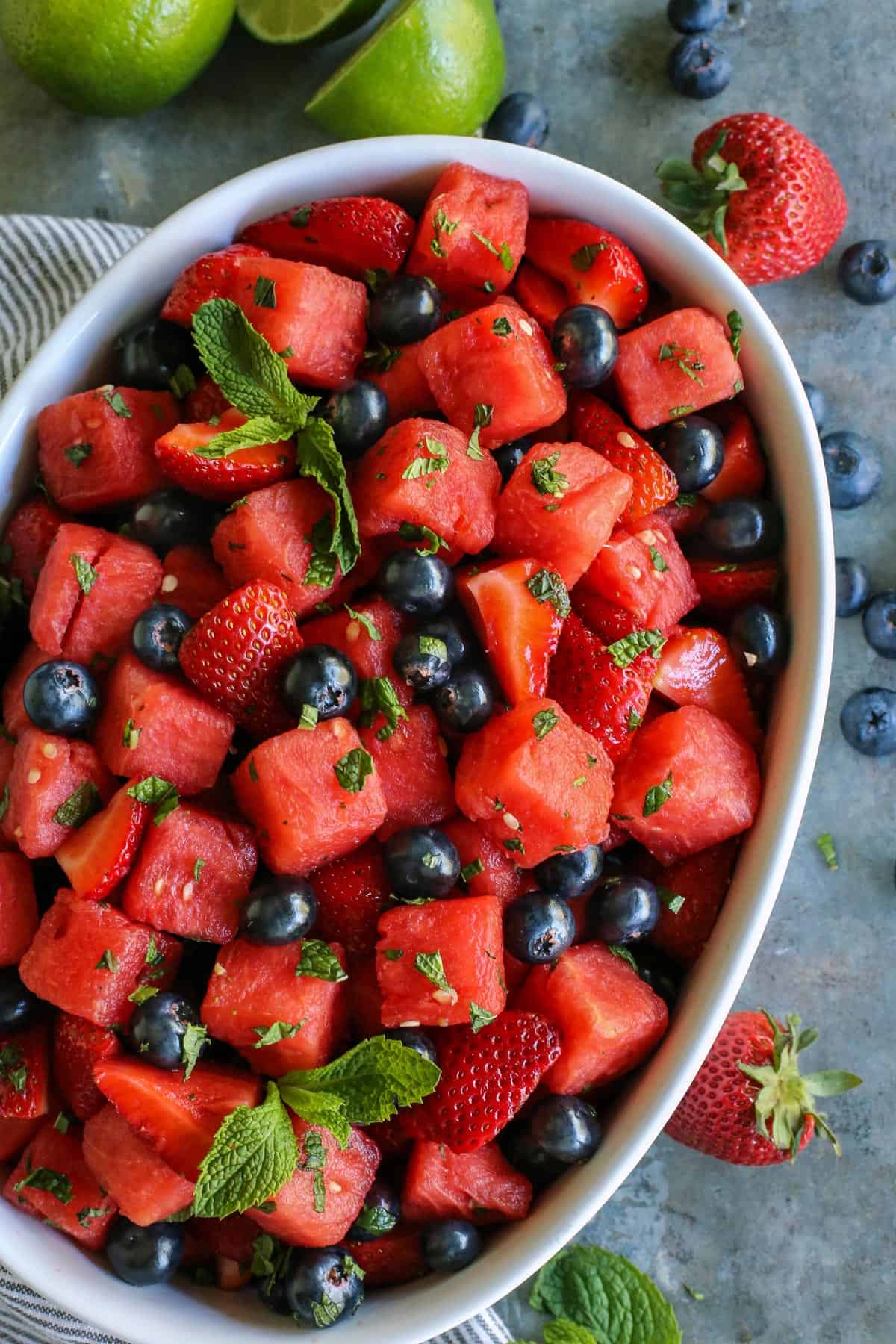 bowl of fresh watermelon fruit salad