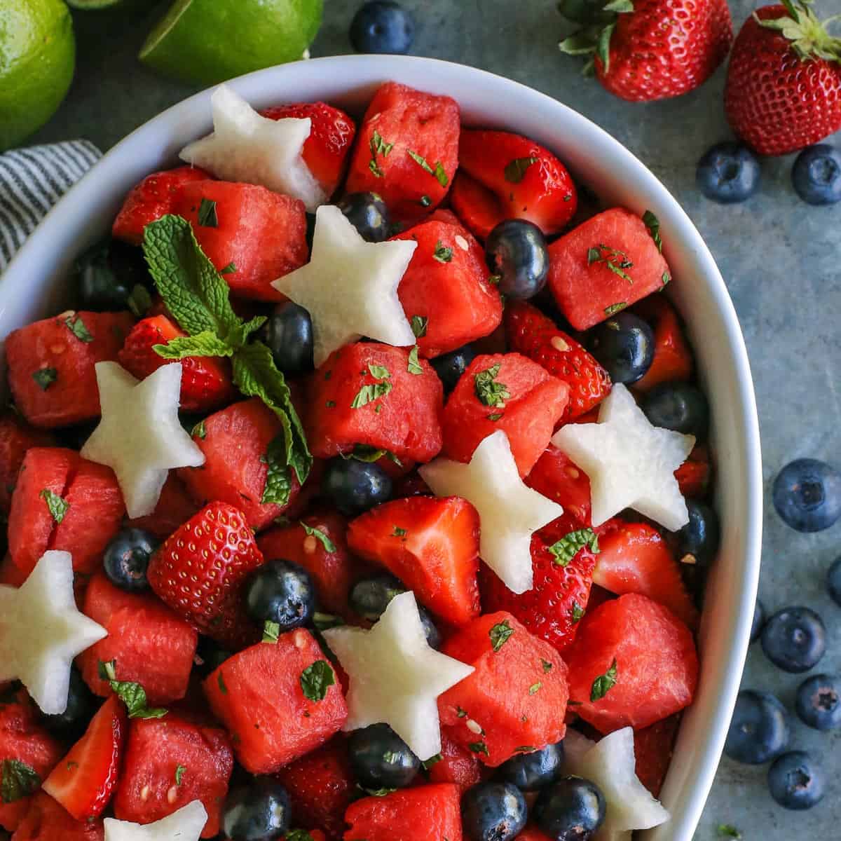 mojito fruit salad with jicama stars