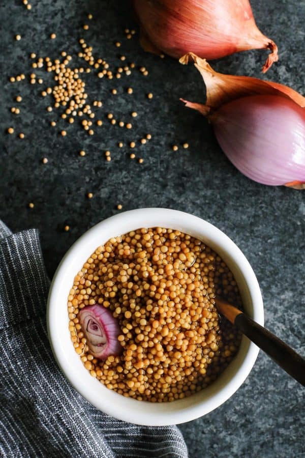 pickled mustard seed with fresh onions