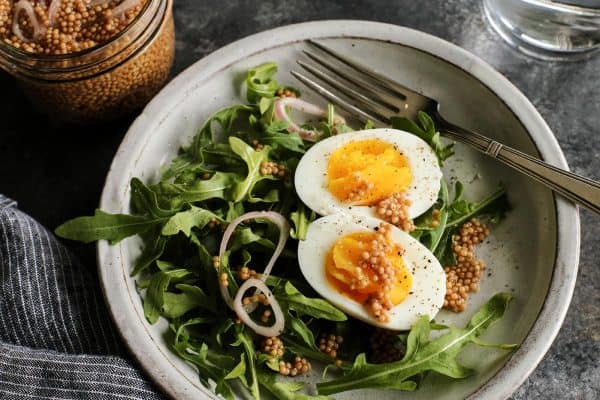 eggs with pickled mustard seeds