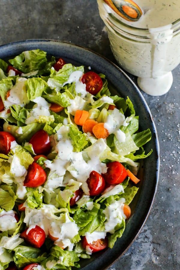 a fresh salad with buttermilk ranch dressing