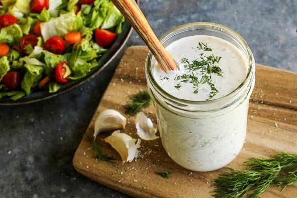 buttermilk ranch with a salad in the background