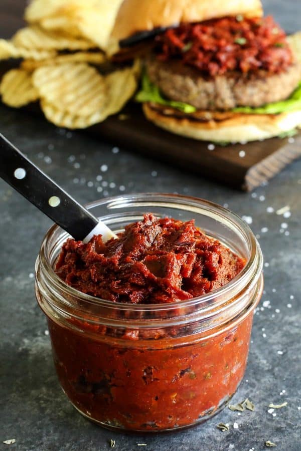 jar of sun-dried tomato spread